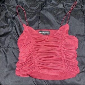 Almost Famous Ruched Red Spaghetti-Strap Crop Top